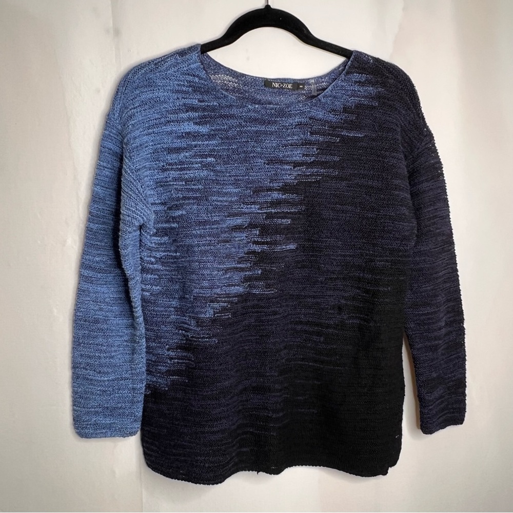 NIC+ZOE Ombre Navy and Blue Knit Sweater